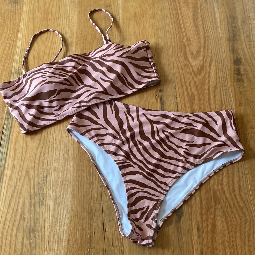 Brown zebra print bikini